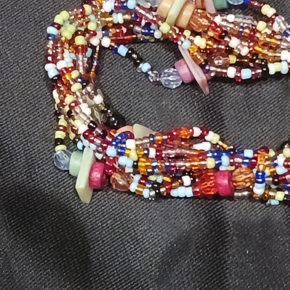 Women's 7" Multi Strand Multicolored Seed Bead Stretch Bracelet - Picture 5 of 5